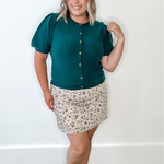 Puff Sleeve Button up Cardigan - Forest-Sweaters and Cardigans- Hometown Style HTS, women's in store and online boutique located in Ingersoll, Ontario