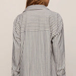 REESE BUTTON UP STRIPED TOP - Eclipse-Casual Tops- Hometown Style HTS, women's in store and online boutique located in Ingersoll, Ontario