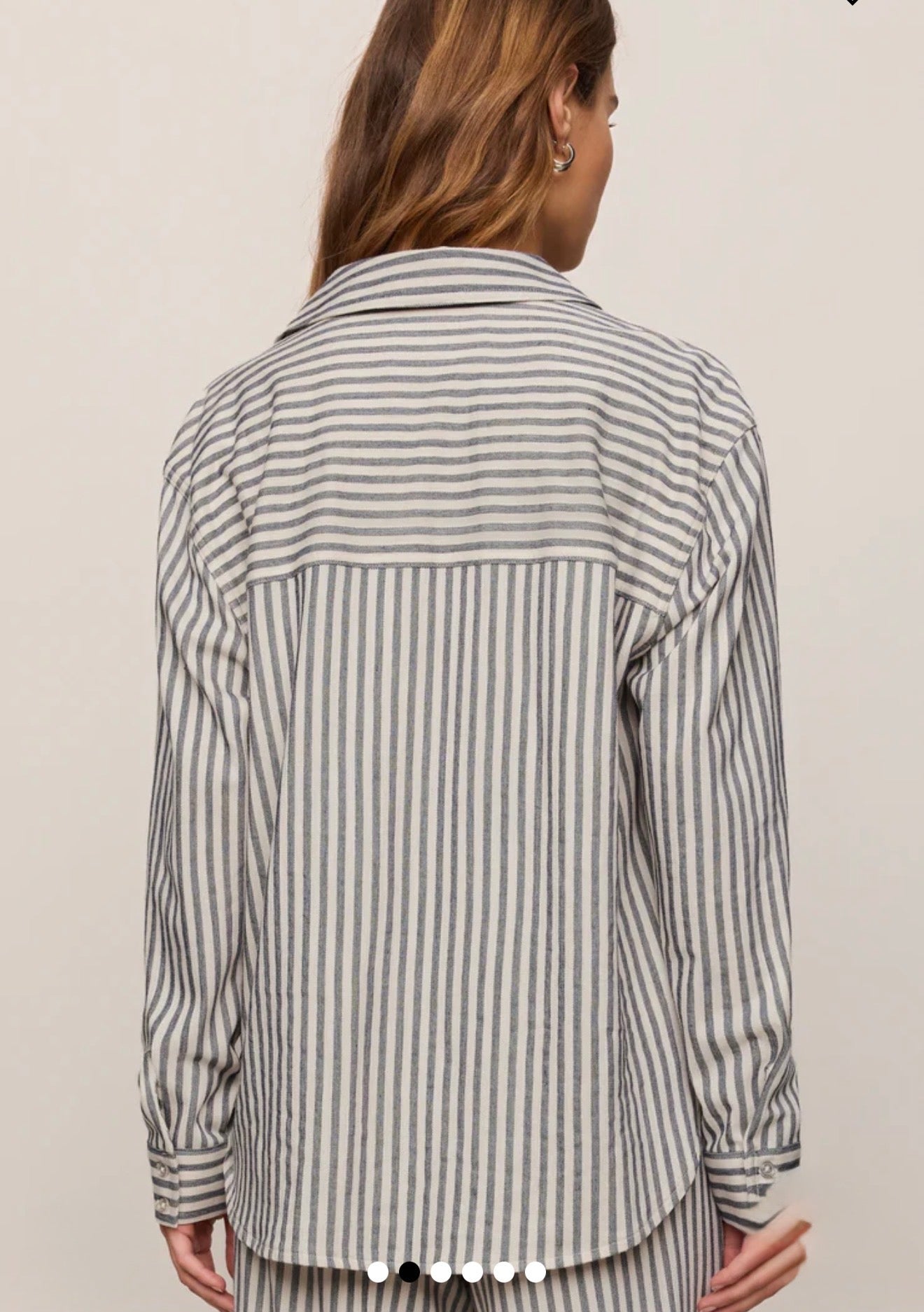 REESE BUTTON UP STRIPED TOP - Eclipse-Casual Tops- Hometown Style HTS, women's in store and online boutique located in Ingersoll, Ontario