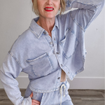 All Day Cropped Knit Jacket - Washed Indigo-Coats & Jackets- Hometown Style HTS, women's in store and online boutique located in Ingersoll, Ontario