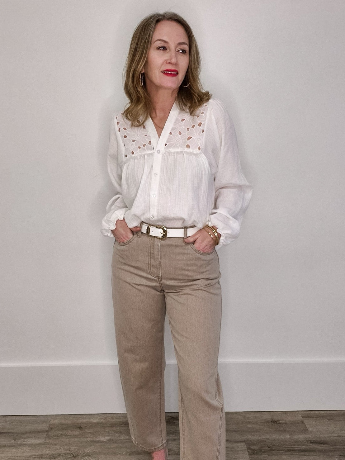 Flora Textured Blouse-Blouses- Hometown Style HTS, women's in store and online boutique located in Ingersoll, Ontario