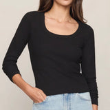 GREYSON SCOOP LONG SLEEVE TEE - Black