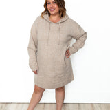 Brushed Hooded Sweater Mini Dress - Taupe-Dress- Hometown Style HTS, women's in store and online boutique located in Ingersoll, Ontario