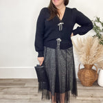 Ombre Glitter Mesh Midi Skirt - Black-skirt- Hometown Style HTS, women's in store and online boutique located in Ingersoll, Ontario