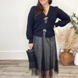 Ombre Glitter Mesh Midi Skirt - Black-skirt- Hometown Style HTS, women's in store and online boutique located in Ingersoll, Ontario