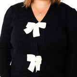 Ribbon Bow Button Down Cardigan - Black-cardigan- Hometown Style HTS, women's in store and online boutique located in Ingersoll, Ontario