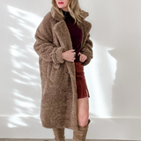 Shearling Long Coat-Coats & Jackets- Hometown Style HTS, women's in store and online boutique located in Ingersoll, Ontario