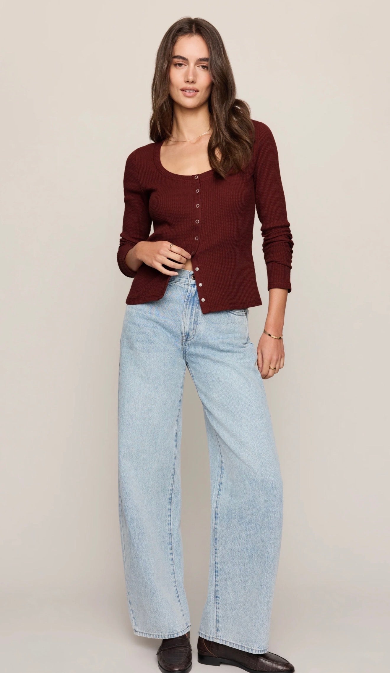 ALBANY WAFFLE BUTTON UP TOP-Casual Tops- Hometown Style HTS, women's in store and online boutique located in Ingersoll, Ontario
