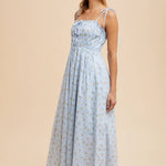 Floral Cotton Maxi Dress - Blue-dress- Hometown Style HTS, women's in store and online boutique located in Ingersoll, Ontario
