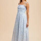 Floral Cotton Maxi Dress - Blue-dress- Hometown Style HTS, women's in store and online boutique located in Ingersoll, Ontario