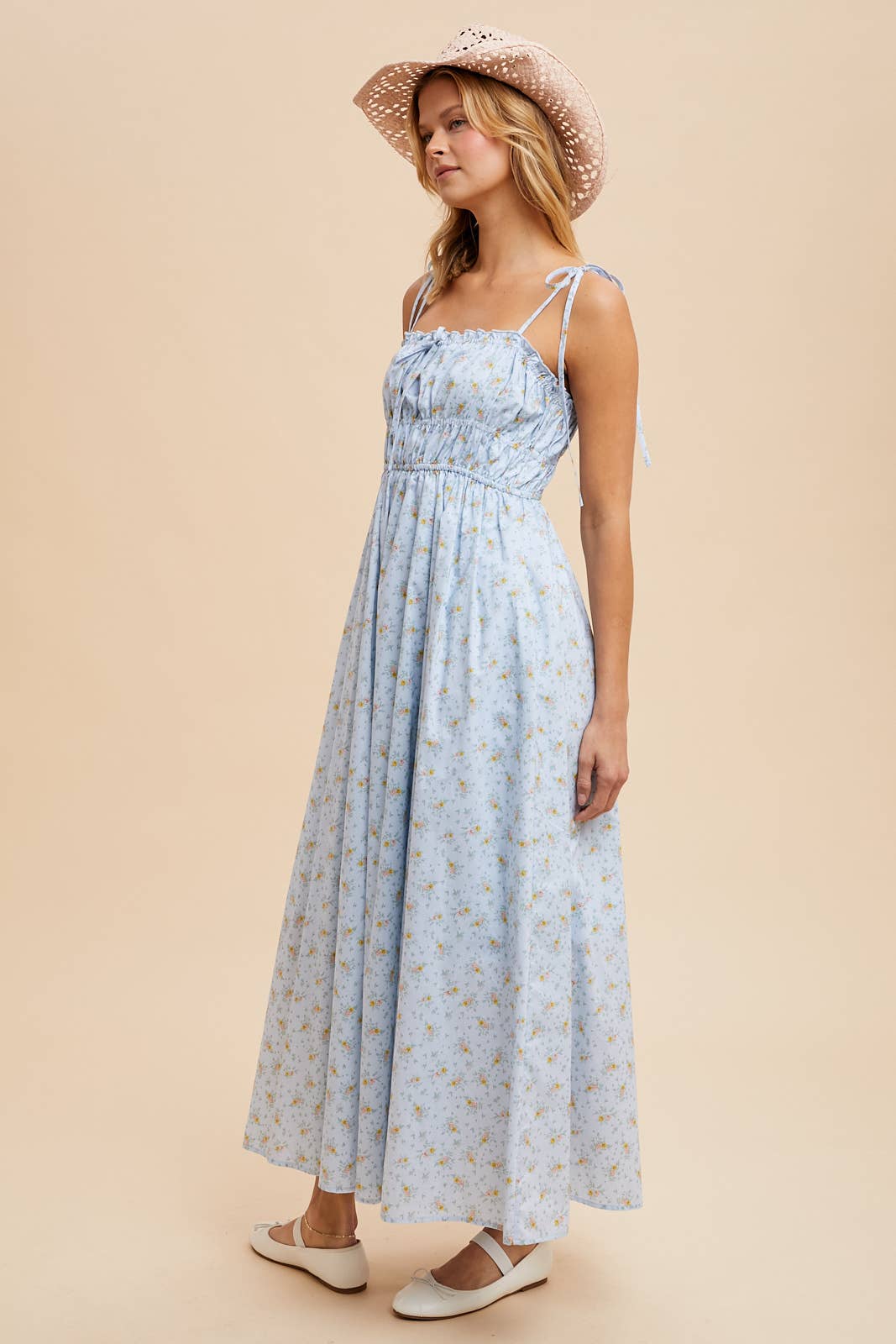 Floral Cotton Maxi Dress - Blue-dress- Hometown Style HTS, women's in store and online boutique located in Ingersoll, Ontario