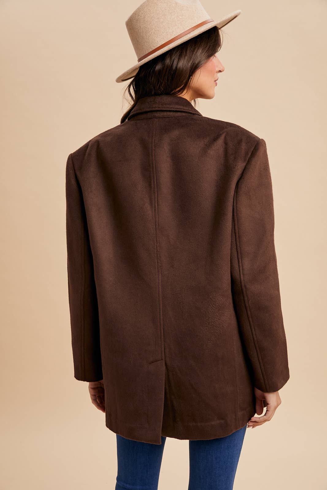 Oversized Longline Blazer - Chocolate Brown-Coat & Jackets- Hometown Style HTS, women's in store and online boutique located in Ingersoll, Ontario