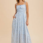 Floral Cotton Maxi Dress - Blue-dress- Hometown Style HTS, women's in store and online boutique located in Ingersoll, Ontario