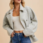 Boucle Jacket - Grey-Coat & Jackets- Hometown Style HTS, women's in store and online boutique located in Ingersoll, Ontario