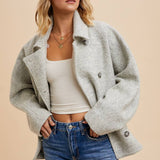 Boucle Jacket - Grey-Coat & Jackets- Hometown Style HTS, women's in store and online boutique located in Ingersoll, Ontario