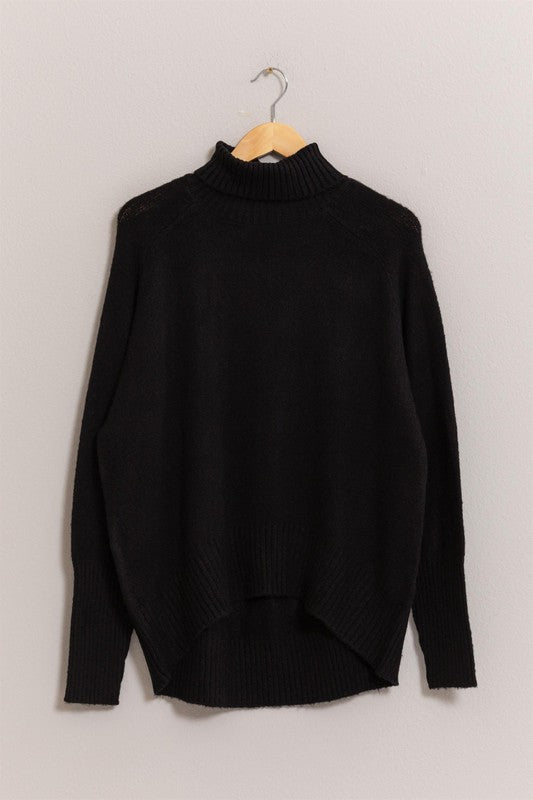 Long Turtle Neck Sweater - Black-Sweater- Hometown Style HTS, women's in store and online boutique located in Ingersoll, Ontario