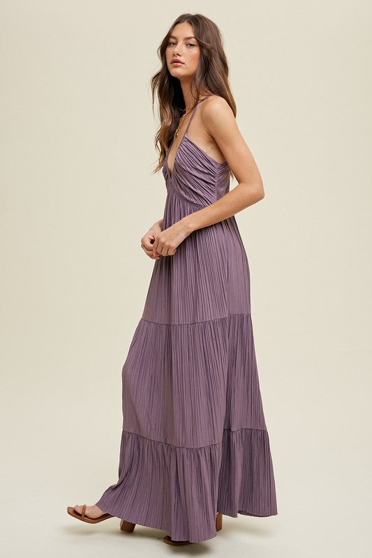 Pleated Maxi Dress - Lavender-Dress- Hometown Style HTS, women's in store and online boutique located in Ingersoll, Ontario