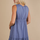 V-Neck Mini Dress - Blue-dress- Hometown Style HTS, women's in store and online boutique located in Ingersoll, Ontario