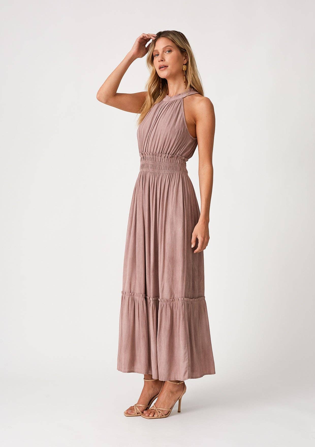 Halter Maxi Dress - Rose Water-dresses- Hometown Style HTS, women's in store and online boutique located in Ingersoll, Ontario