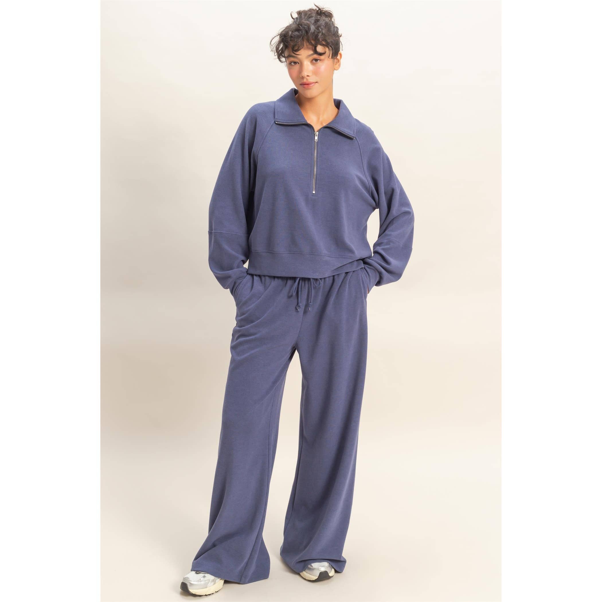 Wide Leg Jogger Pant - Indigo Blue-Pants- Hometown Style HTS, women's in store and online boutique located in Ingersoll, Ontario