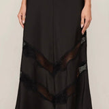 KORI LACE INSERT SKIRT - Black