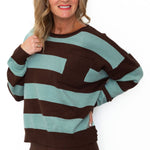 Striped Sweater & Knit Pencil Skirt - Mocha-set- Hometown Style HTS, women's in store and online boutique located in Ingersoll, Ontario