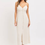 Feminine Linen Blend Midi Dress-dress- Hometown Style HTS, women's in store and online boutique located in Ingersoll, Ontario