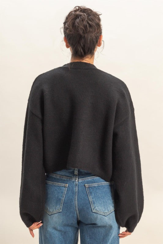 Knitted Shrug Sweater- Black-Casual Tops- Hometown Style HTS, women's in store and online boutique located in Ingersoll, Ontario