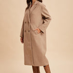 Felted Double Breasted Lapel Duster Coat - Fawn-Coat & Jackets- Hometown Style HTS, women's in store and online boutique located in Ingersoll, Ontario