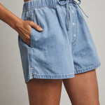 Denim Drawstring Shorts-Shorts- Hometown Style HTS, women's in store and online boutique located in Ingersoll, Ontario