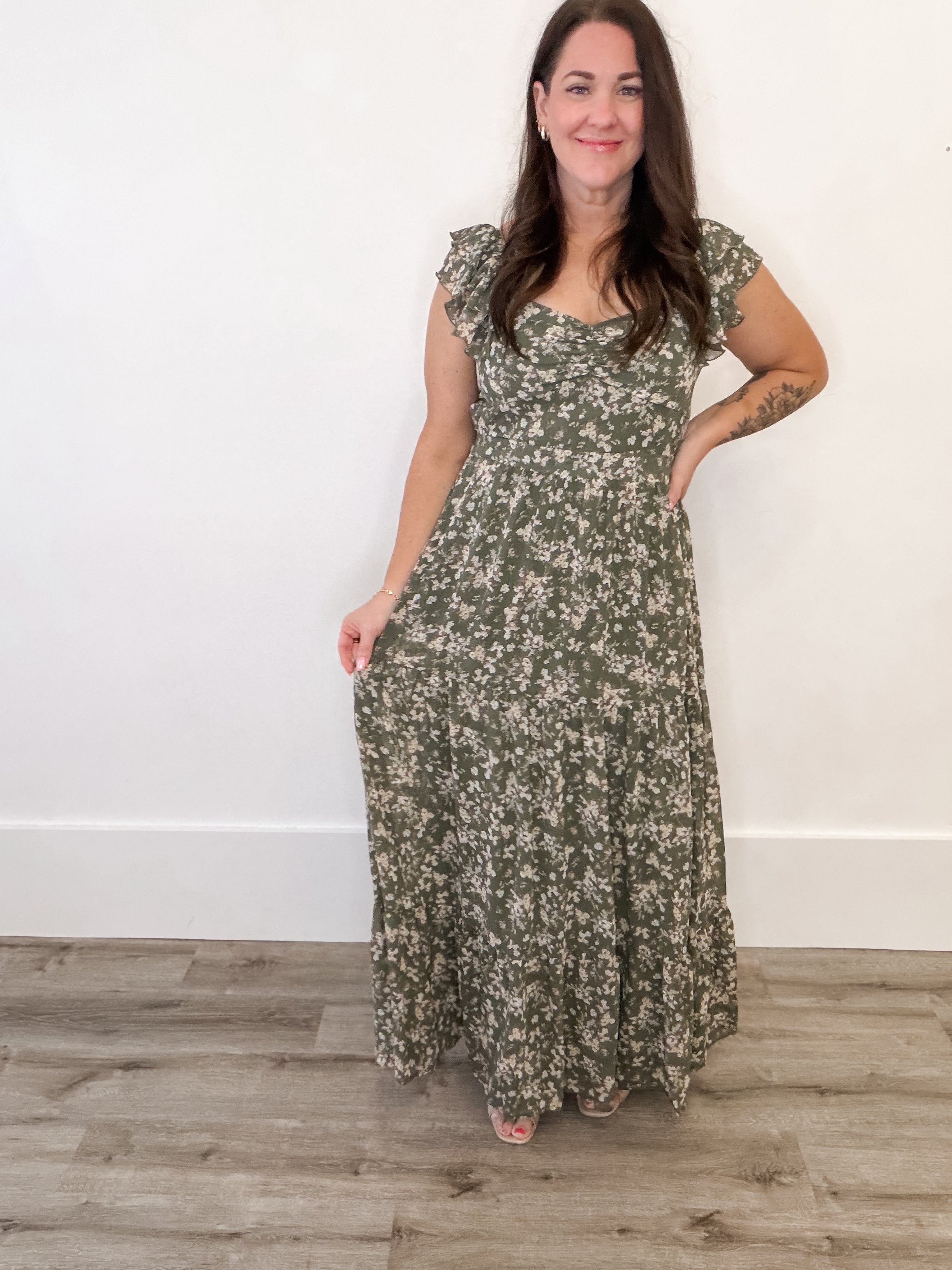 Ruffle Sleeve Tiered Maxi Dress-Special Occasion Dresses- Hometown Style HTS, women's in store and online boutique located in Ingersoll, Ontario