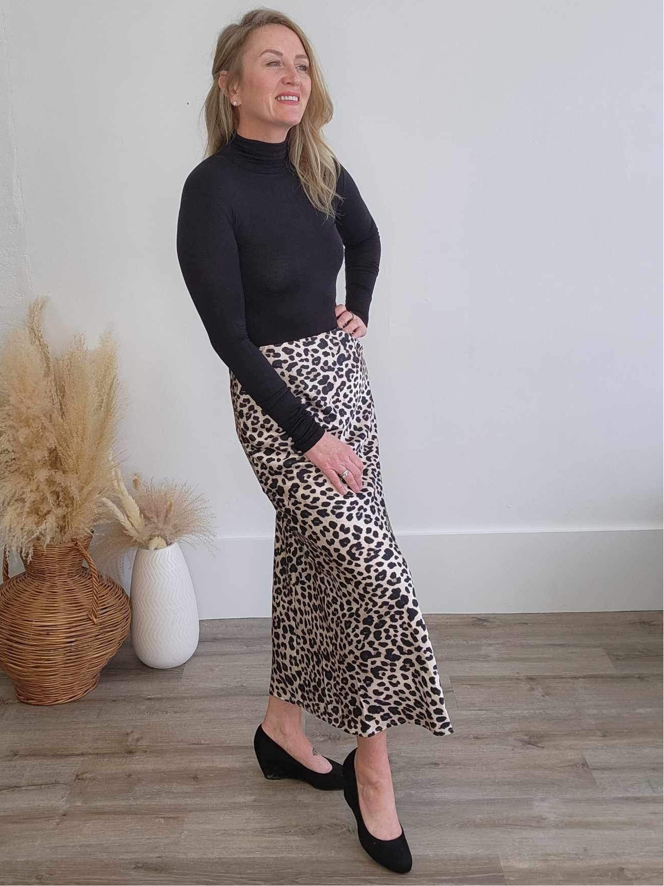 Satin-Like Maxi Skirt - Leopard-Skirt- Hometown Style HTS, women's in store and online boutique located in Ingersoll, Ontario