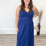 Front Tie Maxi Dress - Navy-dress- Hometown Style HTS, women's in store and online boutique located in Ingersoll, Ontario