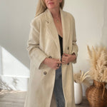 Double Breasted Lapel Duster Coat - Almond-Coats & Jackets- Hometown Style HTS, women's in store and online boutique located in Ingersoll, Ontario