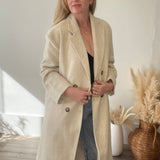 Double Breasted Lapel Duster Coat - Almond-Coats & Jackets- Hometown Style HTS, women's in store and online boutique located in Ingersoll, Ontario