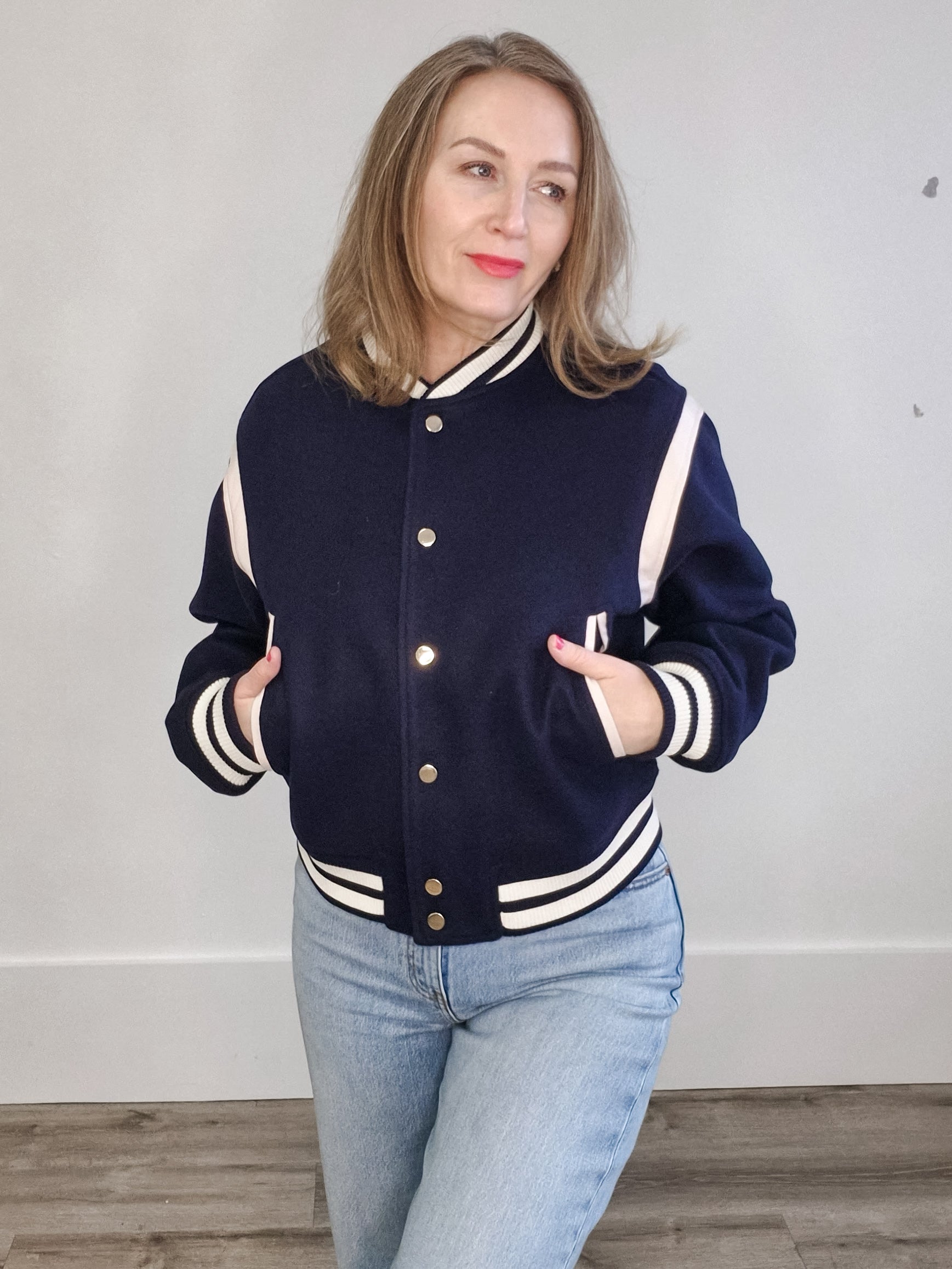 Power Play Varsity Jacket-Coat & Jackets- Hometown Style HTS, women's in store and online boutique located in Ingersoll, Ontario