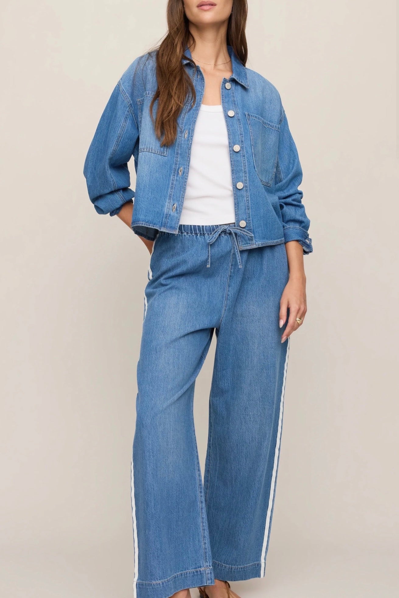 THE SIDELINES DENIM TRACKER - Dreamstate-Bottoms- Hometown Style HTS, women's in store and online boutique located in Ingersoll, Ontario