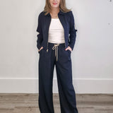 Jordan Drawstring Pant - Navy-Bottoms- Hometown Style HTS, women's in store and online boutique located in Ingersoll, Ontario