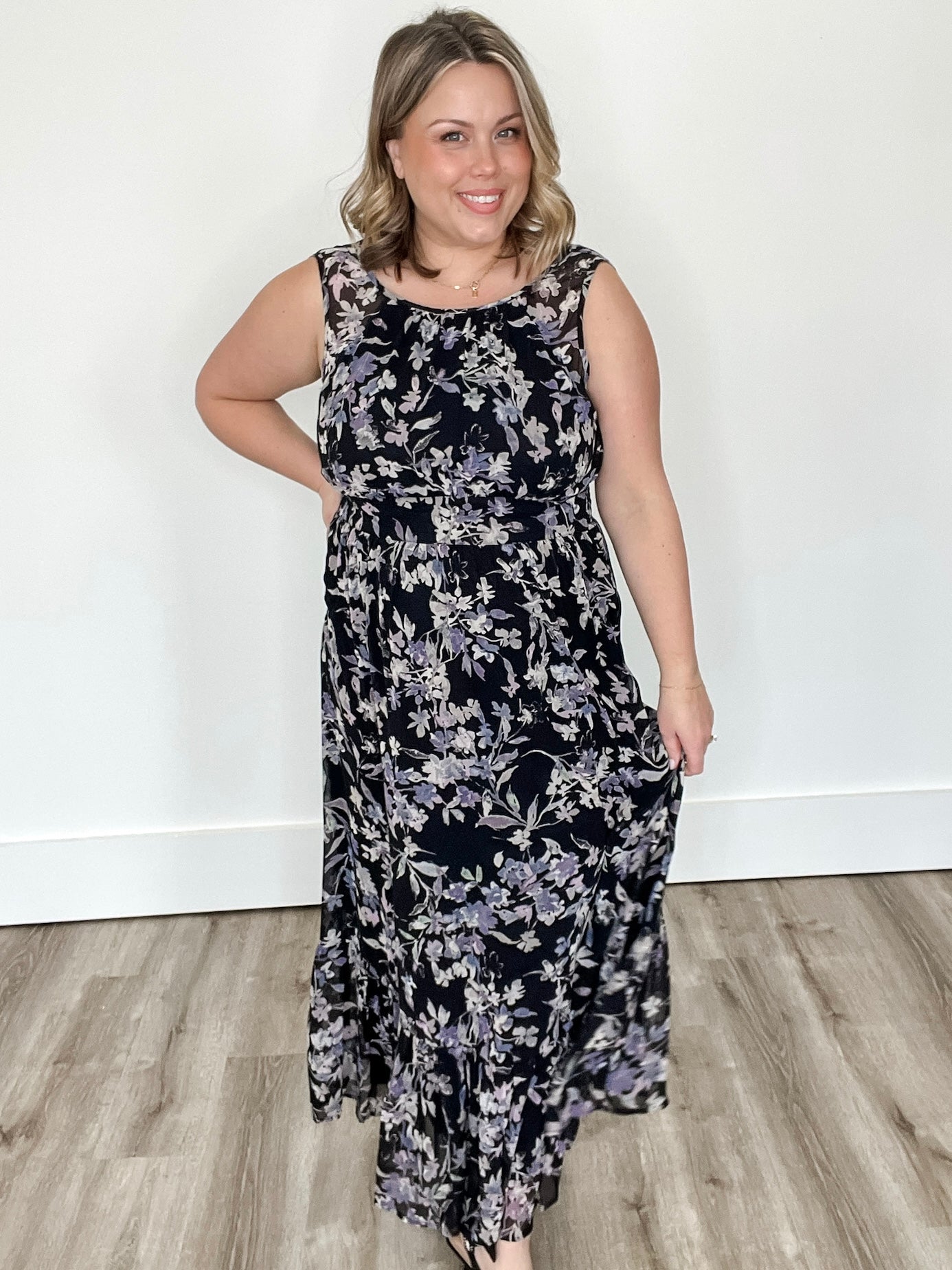 Floral Open Back Maxi Dress - Black-dress- Hometown Style HTS, women's in store and online boutique located in Ingersoll, Ontario