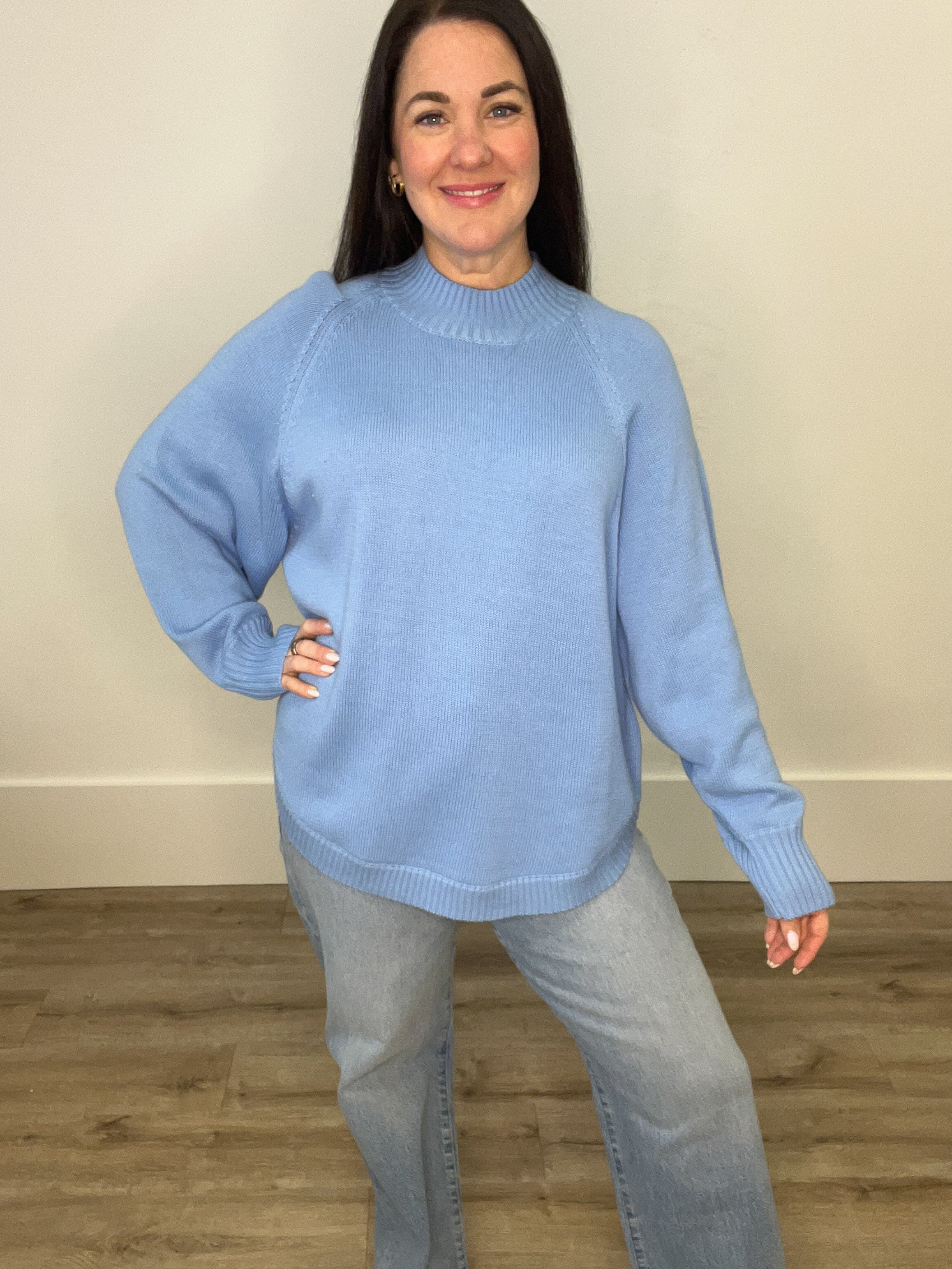 MODESTE TUNIC - Blue-Sweater- Hometown Style HTS, women's in store and online boutique located in Ingersoll, Ontario