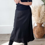 Satin-Like Maxi Skirt - Black-Skirt- Hometown Style HTS, women's in store and online boutique located in Ingersoll, Ontario