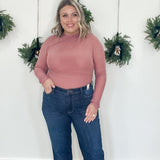 Ruched Mesh Bodysuit - Red Bean-blouse- Hometown Style HTS, women's in store and online boutique located in Ingersoll, Ontario