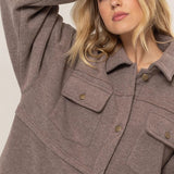 Fleece Terry Jacket - Mocha-Sweater- Hometown Style HTS, women's in store and online boutique located in Ingersoll, Ontario