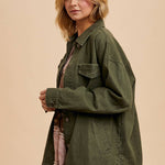 Barn Jacket/Utility Jacket - Olive-Coat & Jackets- Hometown Style HTS, women's in store and online boutique located in Ingersoll, Ontario