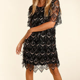 Diamond Pattern Sequin Dress-Dress- Hometown Style HTS, women's in store and online boutique located in Ingersoll, Ontario