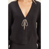 Sparkly Bow Cardigan - Black-cardigan- Hometown Style HTS, women's in store and online boutique located in Ingersoll, Ontario
