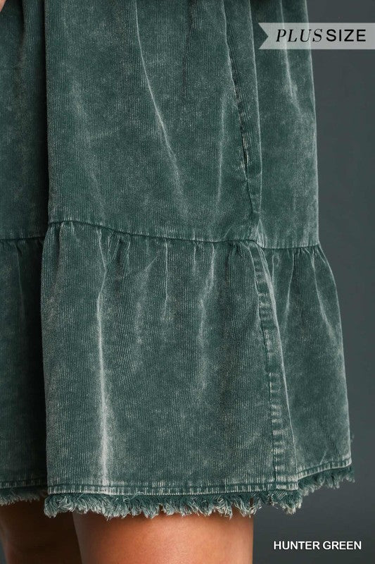 Corduroy Tiered Dress -EX - Hunter Green-Dress- Hometown Style HTS, women's in store and online boutique located in Ingersoll, Ontario