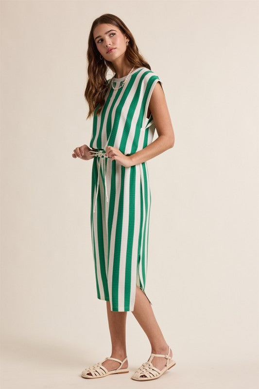 Striped Knit Midi Dress-Casual Dresses- Hometown Style HTS, women's in store and online boutique located in Ingersoll, Ontario
