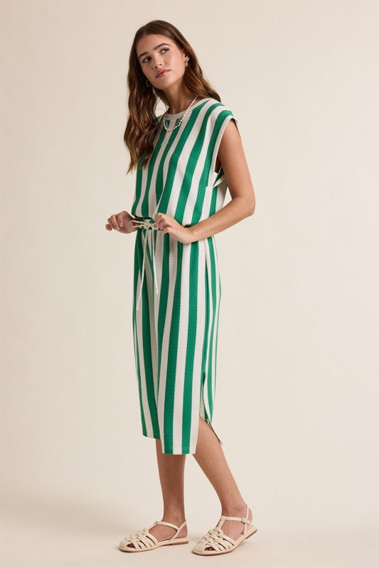 Striped Knit Midi Dress-Casual Dresses- Hometown Style HTS, women's in store and online boutique located in Ingersoll, Ontario