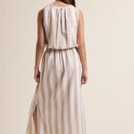 Striped Maxi Dress with Drawstring-Casual Dresses- Hometown Style HTS, women's in store and online boutique located in Ingersoll, Ontario